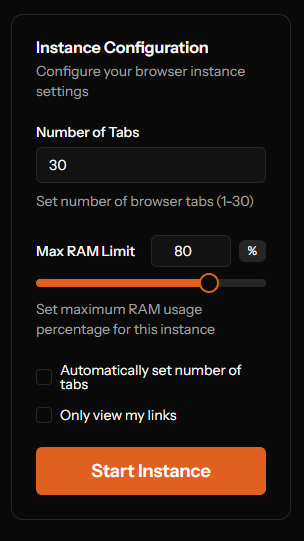 Instance Config Panel
