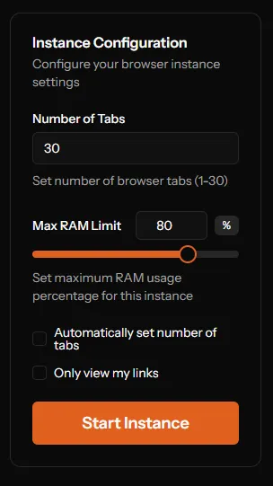 Instance Config Panel