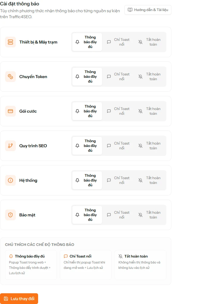 Notification Settings Interface