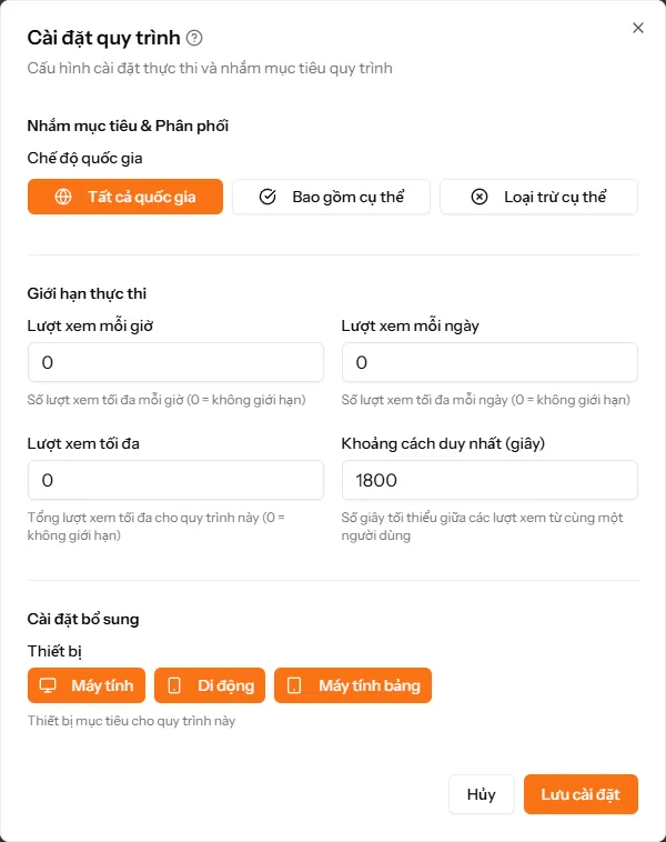 Workflow settings